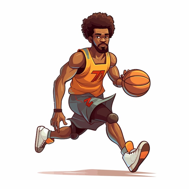 Mannelijke Afro-Afrikaanse basketbalspeler cartoon