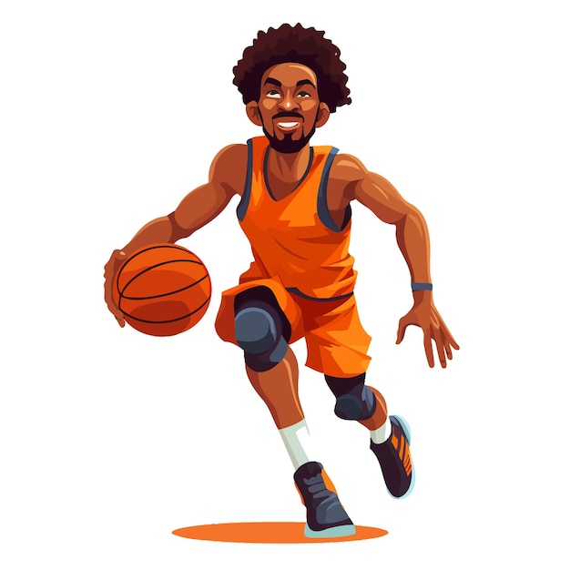 Mannelijke Afro-Afrikaanse basketbalspeler cartoon