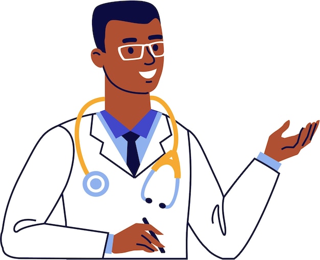 Vector mannelijke afro-amerikaanse zwarte dokter