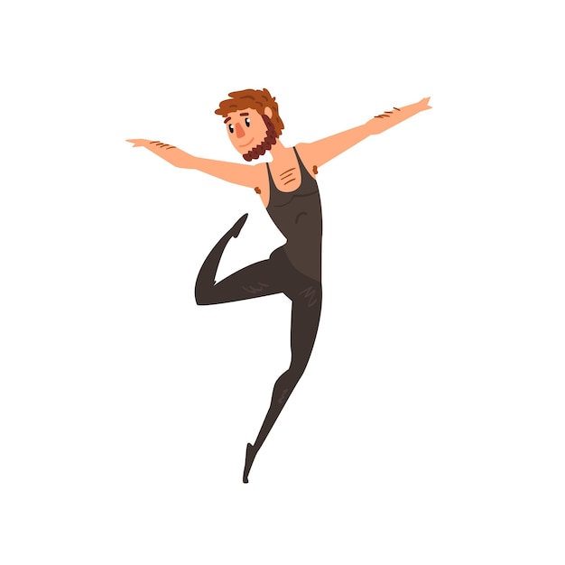 Mannelijke balletdanser personage dansende cartoon vector Illustratie geïsoleerd op een witte achtergrond