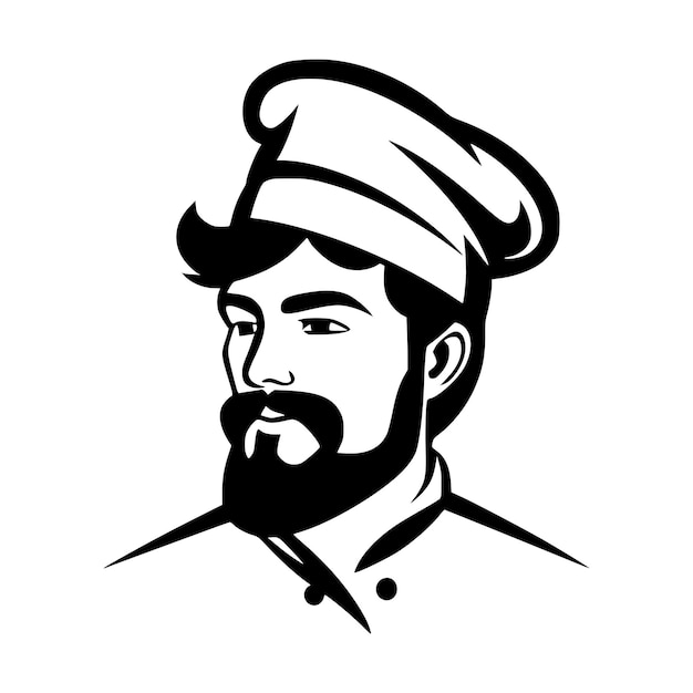 mannelijke chef-kok met hoed eenvoudige illustratie voor logo of mascotte