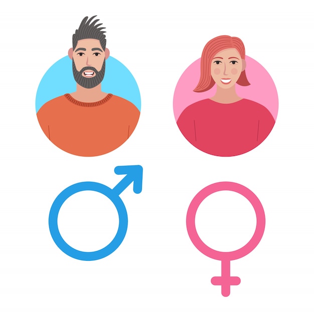 Vector mannelijke en vrouwelijke pictogramserie. man en vrouw gebruiker avatar.
