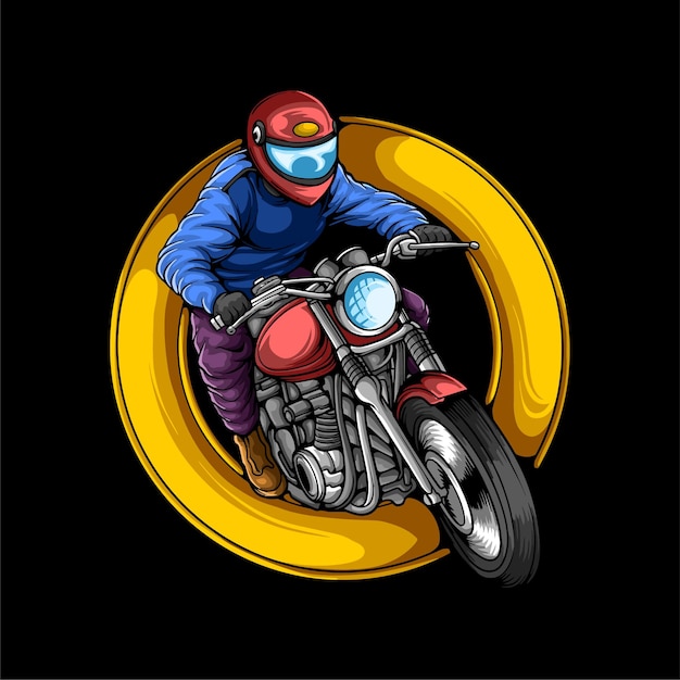 Vector mannelijke rijder motorlogo vintage retro