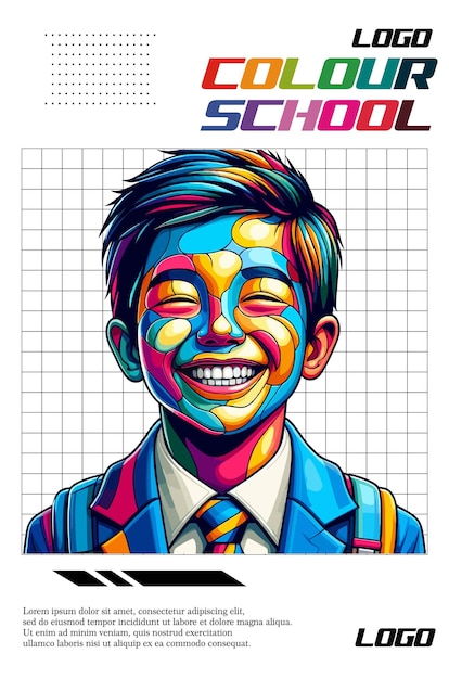 mannelijke schoolkind met wpap stijl