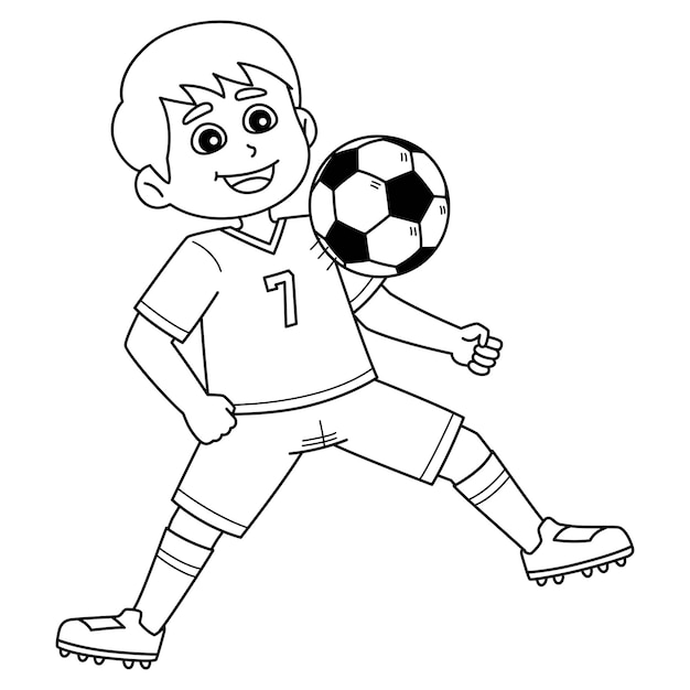 Mannelijke voetballer stopt bal geïsoleerde kleur