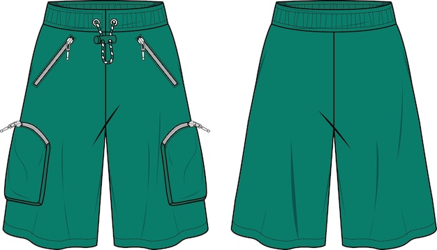 Vector mannen en jongens bodem dragen lange shorts vector illustratie