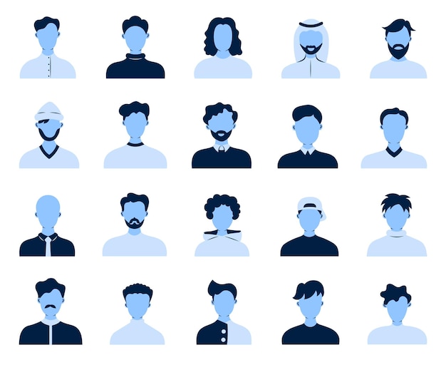 Mannen gezicht avatars Onbekende of anonieme persoon Verschillend mannelijk profiel Handgetekende stijl