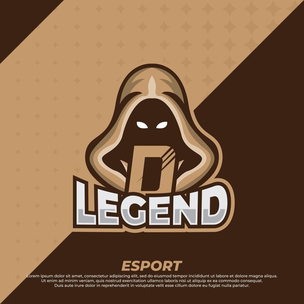 Mannen in kap trui vector illustratie letter d esport ontwerp gamer mascotte logo ontwerp vector