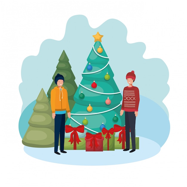 Mannen met kerstboom en geschenken avatar