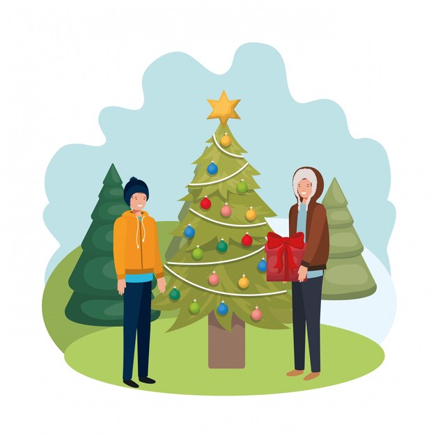 Mannen met kerstboom en geschenken avatar