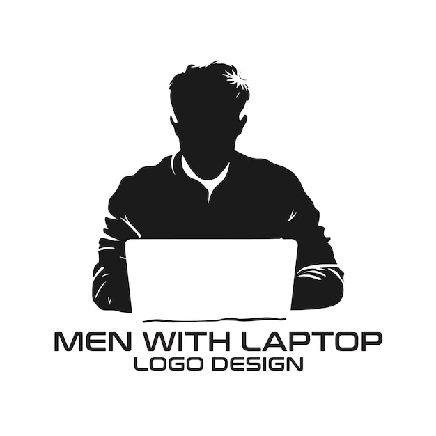 Mannen met Laptop Vector Logo Design