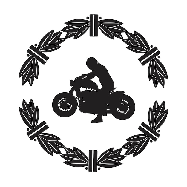 mannen met motor silhouet handgemaakt logo