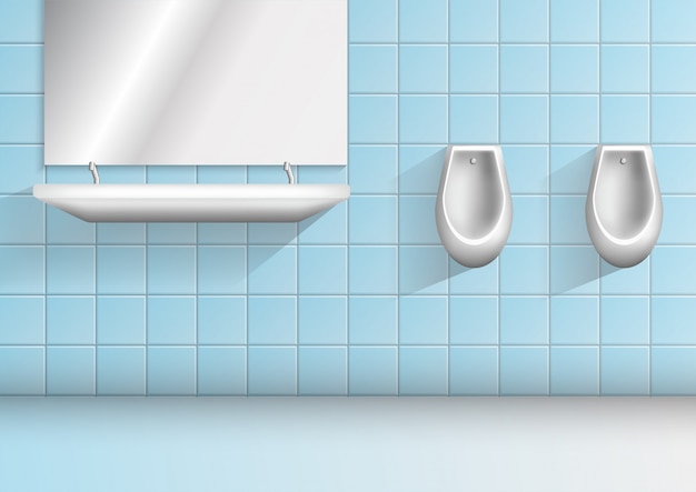 Mannen openbare toiletruimte minimalistisch realistisch