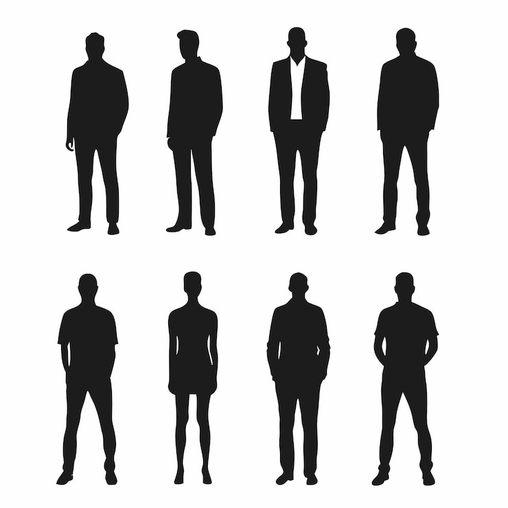 Vector mannen silhouetten vector collectie verschillende poses en outfits