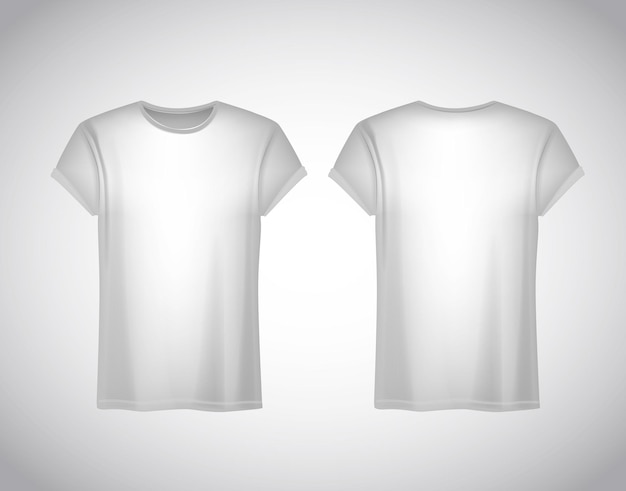 Vector mannen witt-shirt realistisch mockup korte mouwen t-shirt sjabloon op achtergrond