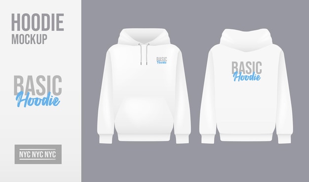 Mannen witte hoodie Realistische trui mockup Langmou hoodie sjabloon kleding