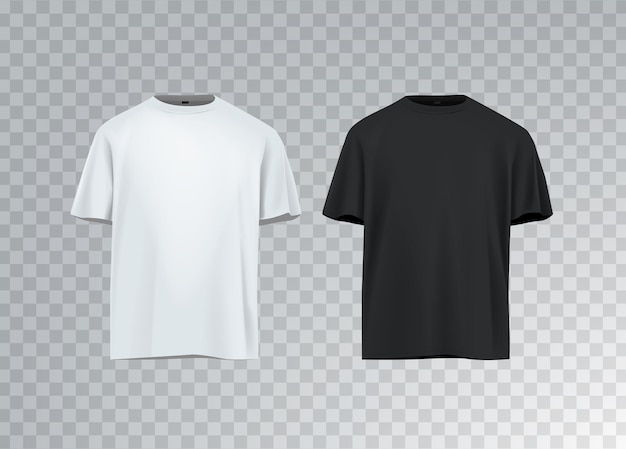 Mannen zwart-wit short sleeve t-shirt mockup Front view Vector sjabloon