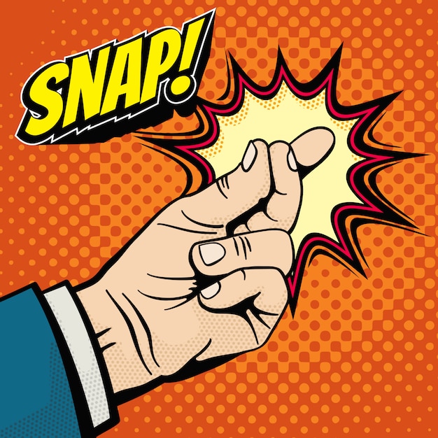 Mannenhand met snapping vinger magisch gebaar.