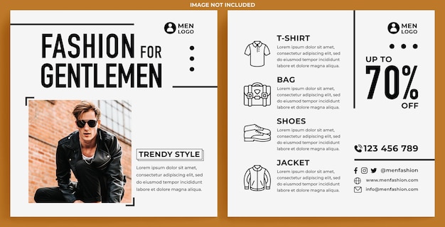 Mannenmodewinkel Promotie Feed Instagram-sjabloon in moderne ontwerpstijl