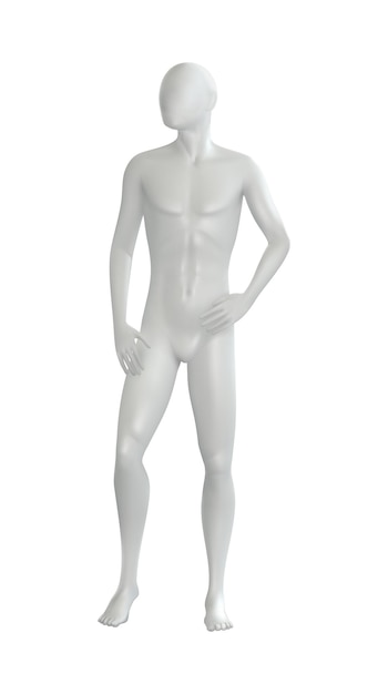Vettore composizione realistica dei manichini con l'immagine isolata dell'illustrazione di vettore del corpo maschile fittizio in piedi