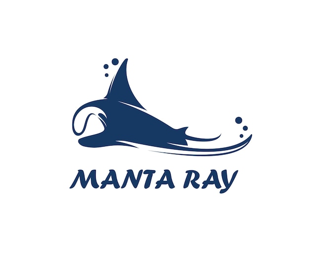 Manta ray animal icon stingray or cramp fish