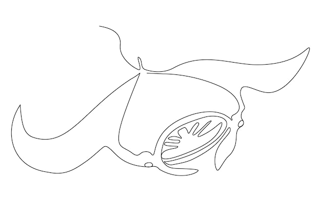 Manta ray Continu een lijntekening Vector illustratie