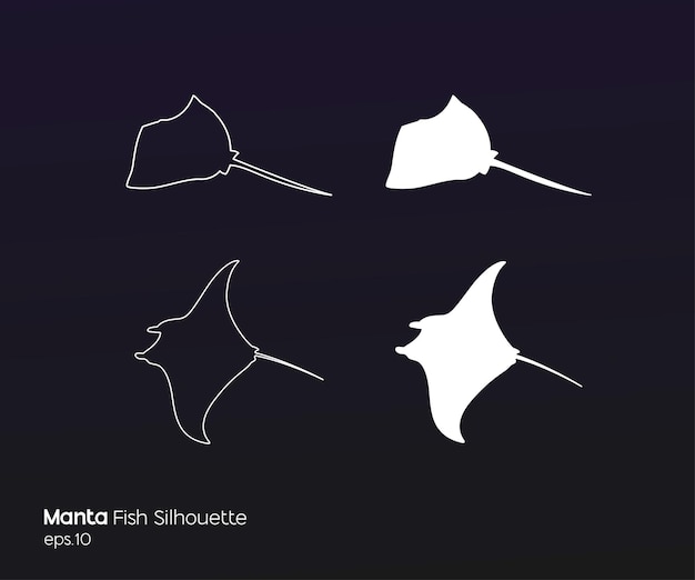 Vettore illustrazione della silhouette di pesce manta