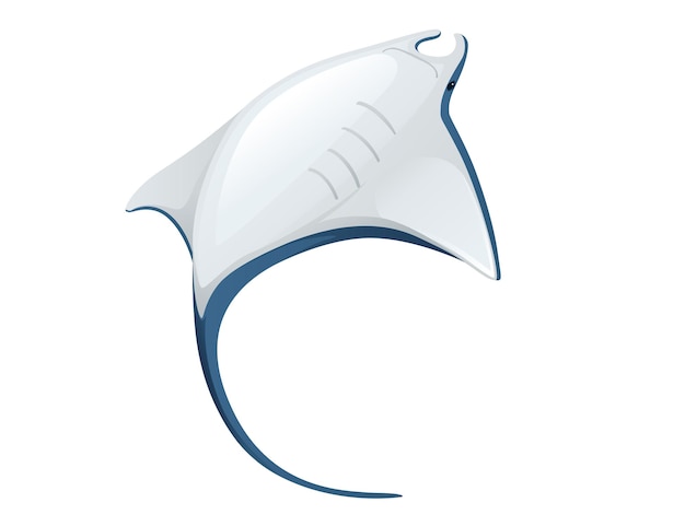 Manta ray onderwater gigantische dier met vleugels eenvoudige cartoon karakter ontwerp platte vectorillustratie geïsoleerd op een witte achtergrond