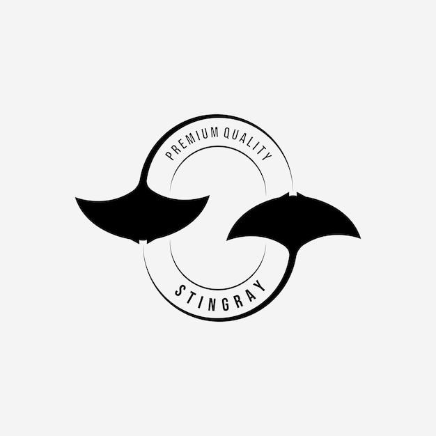 Vector manta ray or sting ray logo vector vintage design and illustration of skate fish ocean