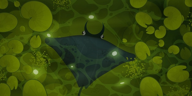 Manta ray swims underwater