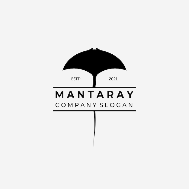 Вектор логотипа manta rays, дизайн иллюстрации stingray vintage, концепция океана с рыбой