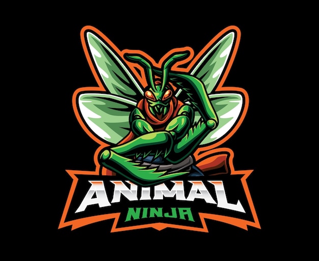 Disegno del logo della mascotte ninja mantis