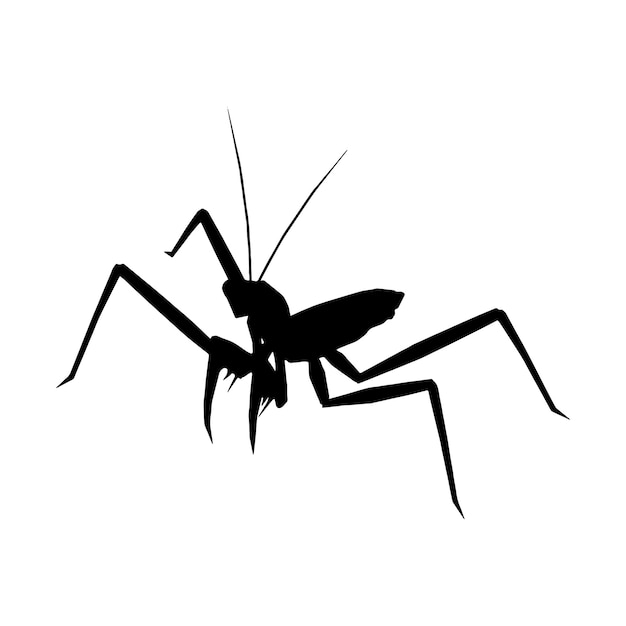 mantis silhouet set collectie geïsoleerd zwart op witte achtergrond vector illustratie