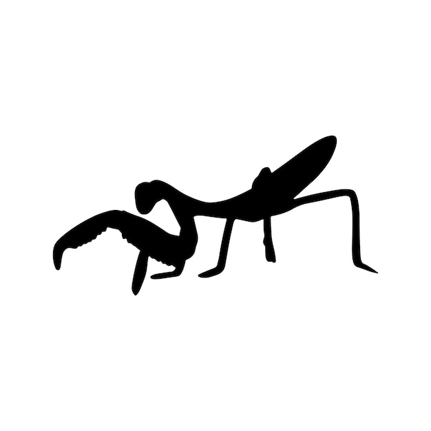 Mantis silhouette set collection isolated black on white background vector illustration