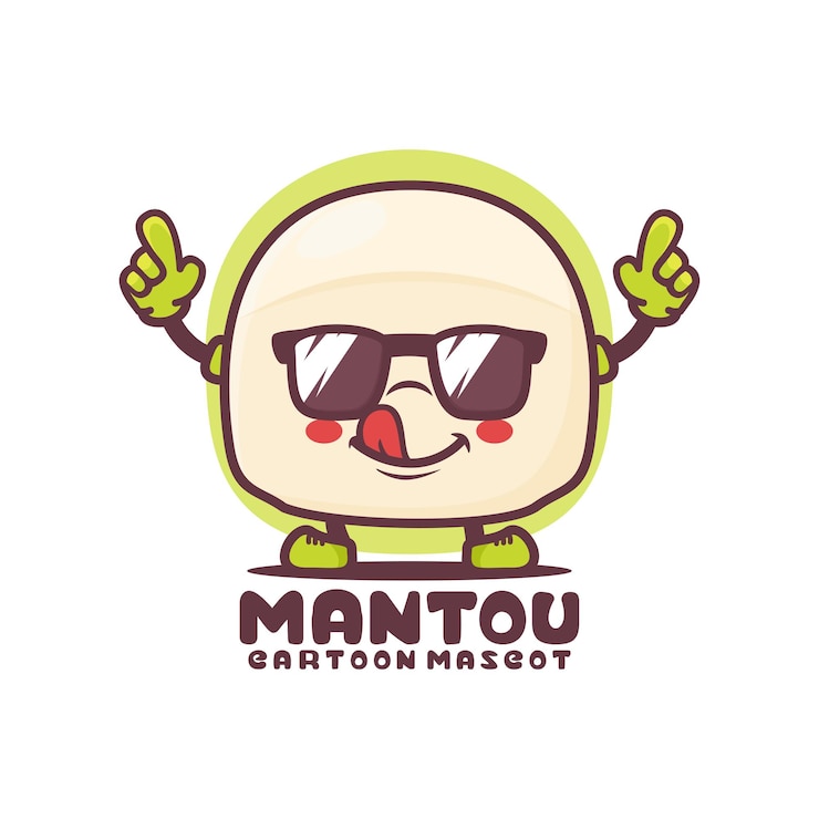 Vector mantou 만화 마스코트 음식 벡터 일러스트 레이 션 흰색 배경에 고립
