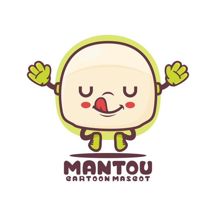 Vector mantou 만화 마스코트 음식 벡터 일러스트 레이 션 흰색 배경에 고립