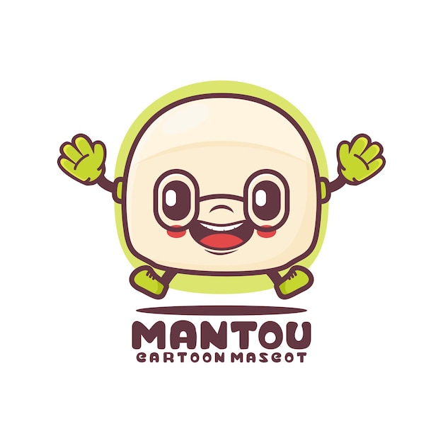 Mantou cartoon mascotte voedsel vectorillustratie