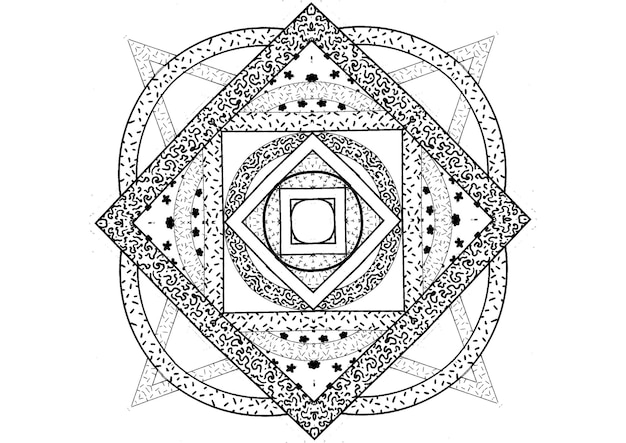 Mantra Mandala, The Meditation art for Adults to coloring Drawing with Hands By Art By Uncle 007