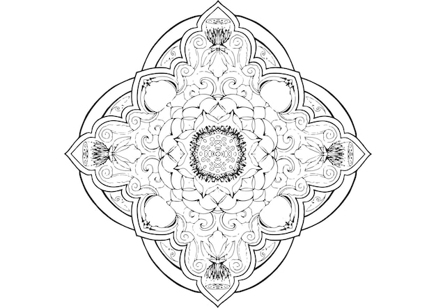 Vettore mantra mandala, l'arte della meditazione per adulti per colorare il disegno con le mani dell'arte dello zio 084