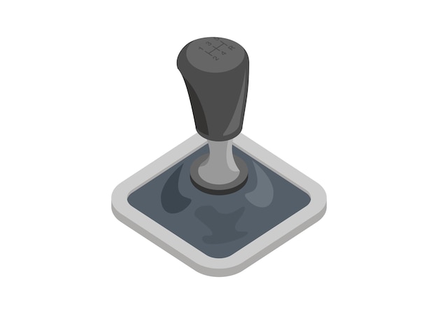 Manual car gear lever Simple flat illustration in isometric view