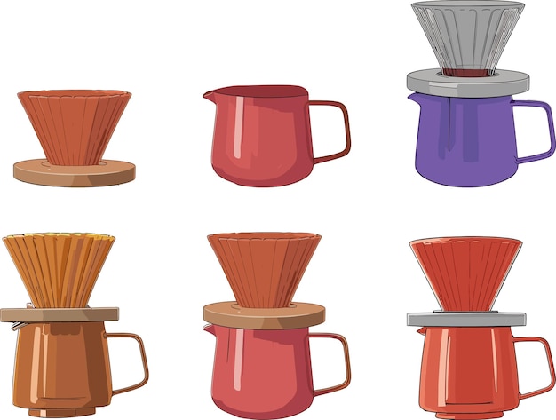 manual coffee maker coffee drip coffee pot illustration