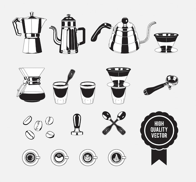 Vector manual coffee maker vintage black and white