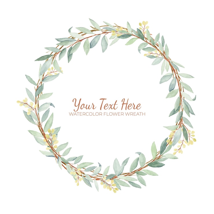 Vector manual painted of olive leaves watercolor as wreath