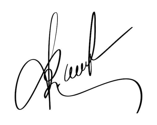 Ручная подпись для документов на белом фоне ручно нарисованная каллиграфия буквенная векторная иллюстрация