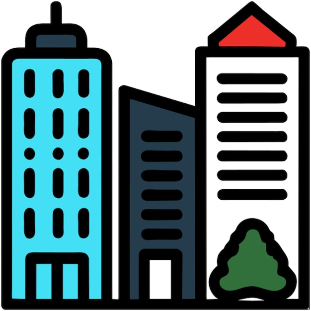 Vector many buildings icon colored outline