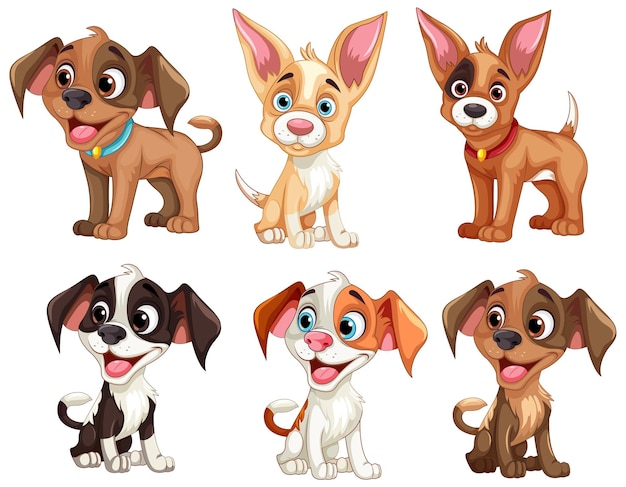 Vector many cute puppy collection