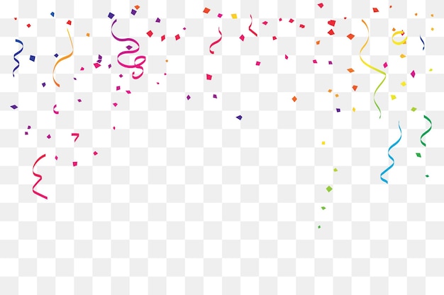 Many Falling Colorful Tiny Confetti And Ribbon On Transparent Background. Celebration Event and Part