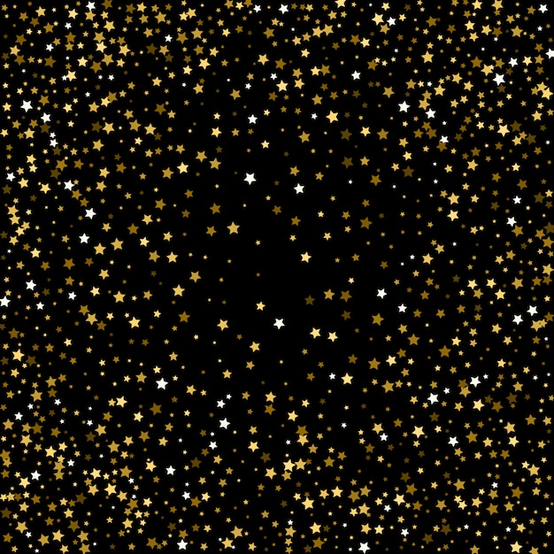 Many falling gold stars confetti, vector background.