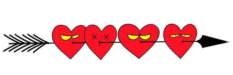 Vector many hearts broken a ruthless arrow caught the thief