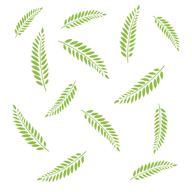 many identical green fern leaves